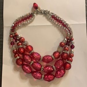 White House Black Market Pink and Silver Statement Necklace